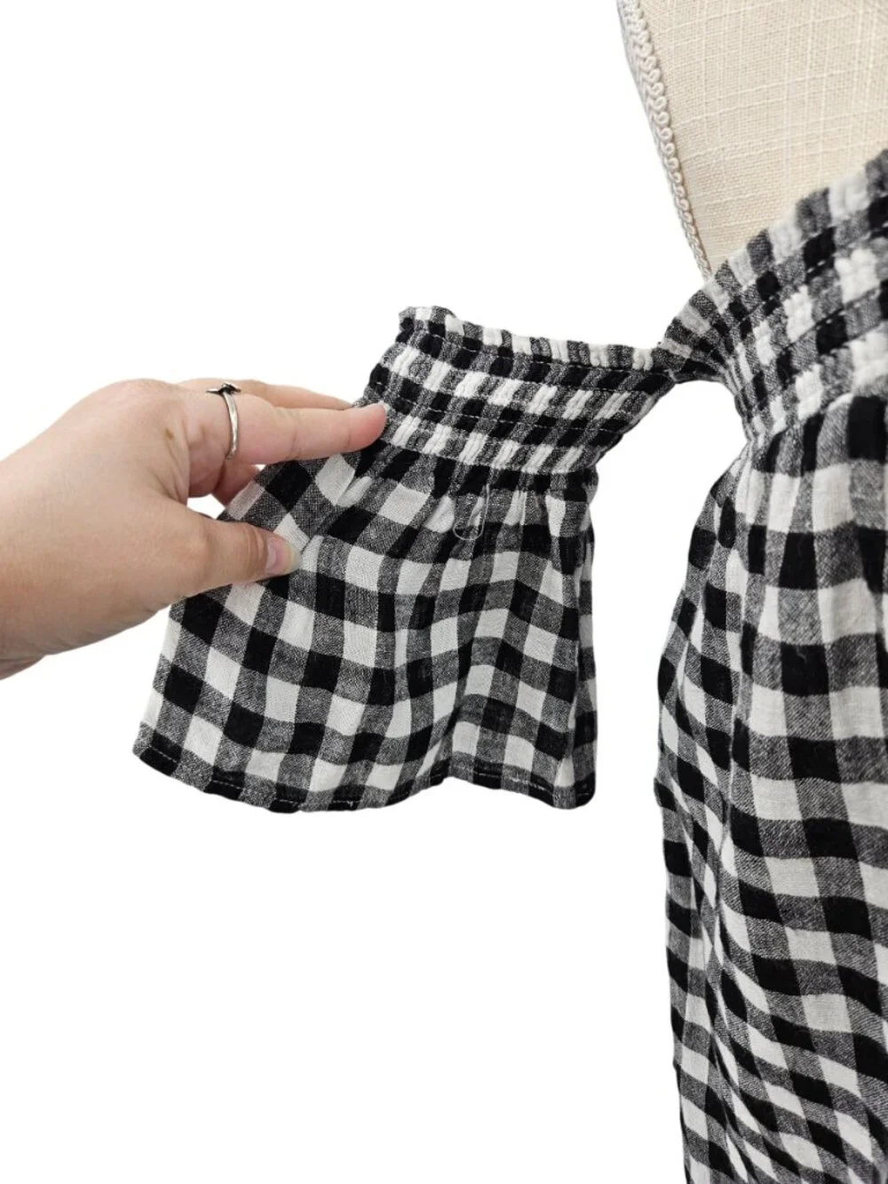 Rails Isabelle Gingham Off The Shoulder Top Black Women's Size M NEW Preppy